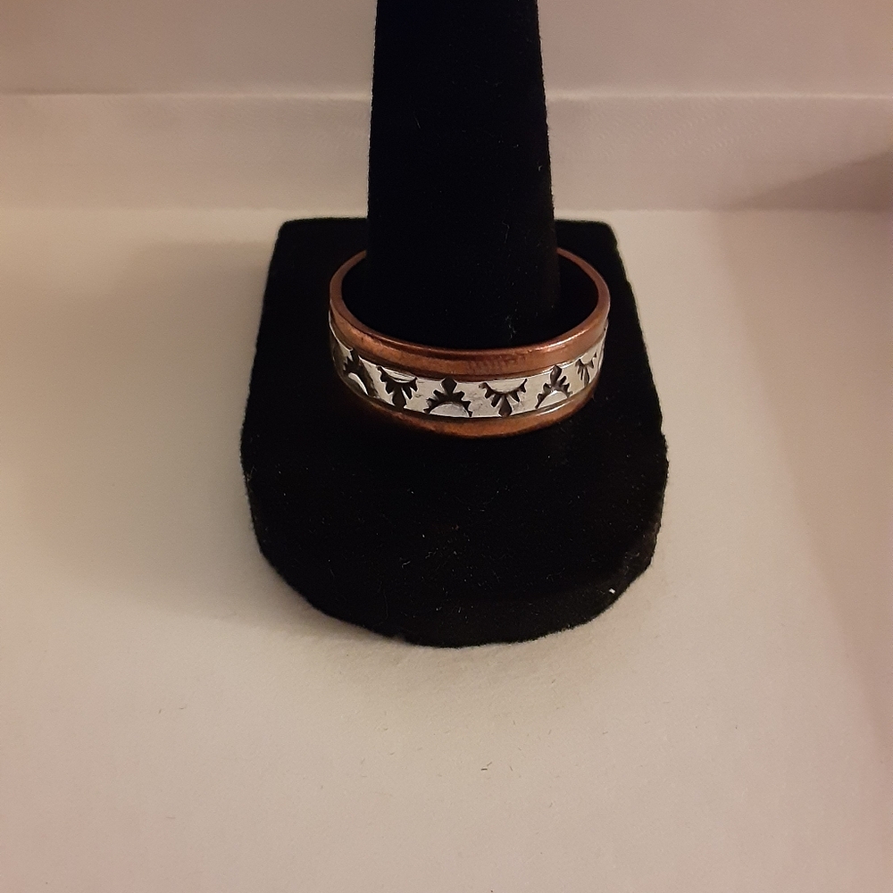 Native American Navajo Copper and Silver Ring Randy Secatero Size 13 - Picture 3 of 4